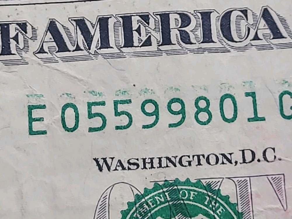2009 One Dollar Error Over Ink.