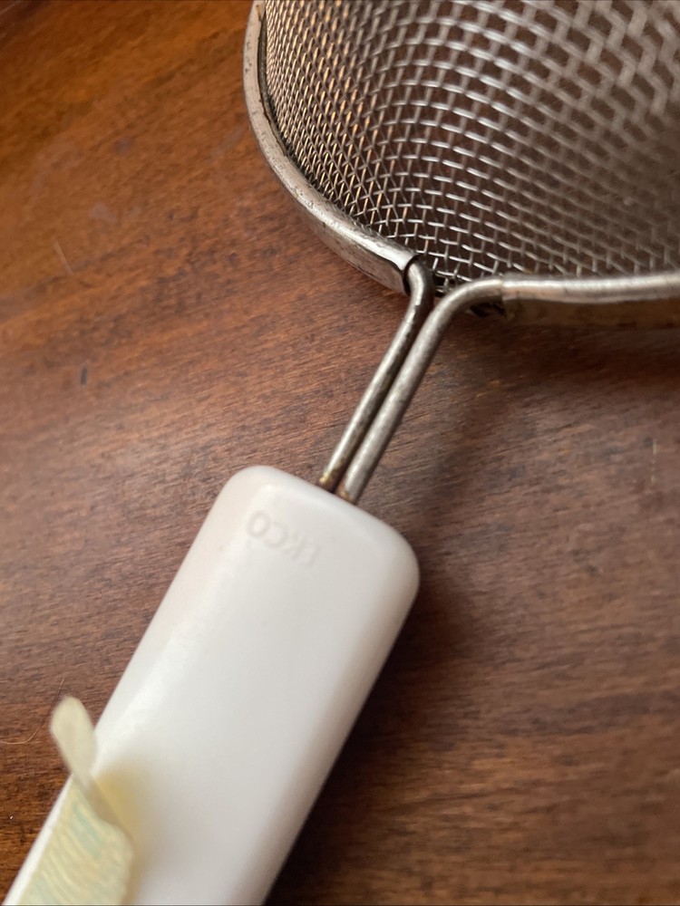 Vintage EKCO Handheld Strainer Sifter Bakelite White Handle