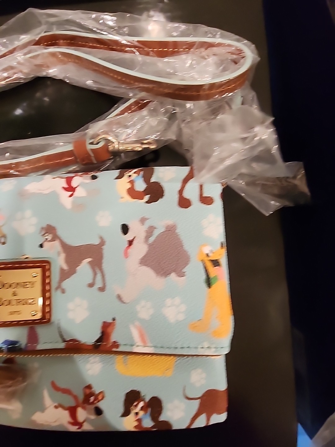 NWT Dooney & Bourke Disney Dogs Foldover Crossbody purse blue STITCH BOLT SALE!