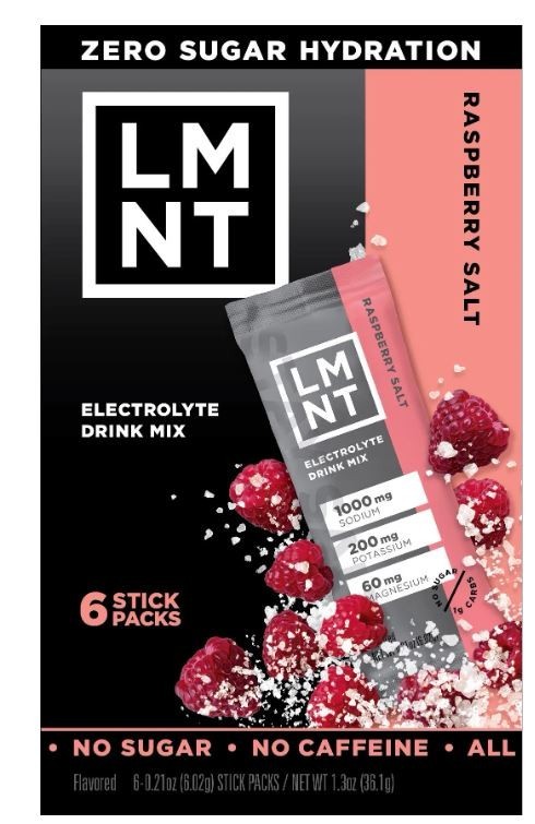 LMNT Zero Sugar Electrolyte Drink Mix - Raspberry - 6ct