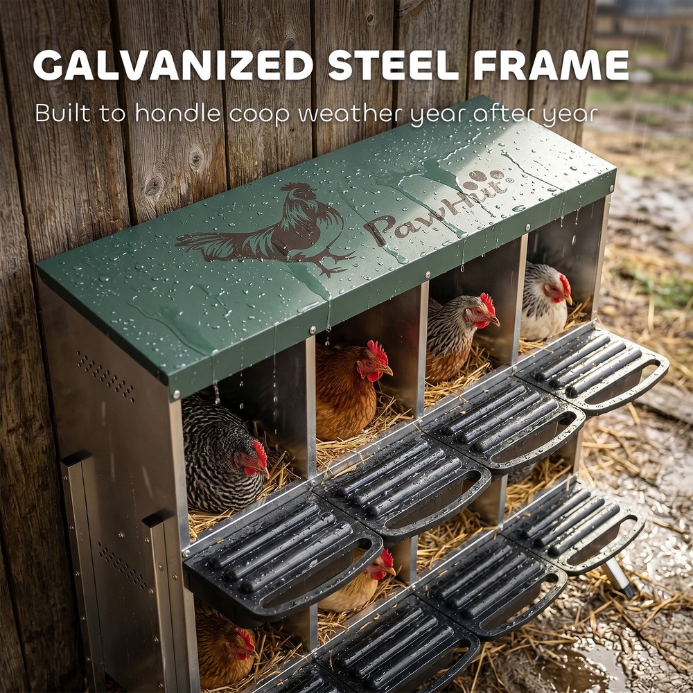 Chicken Nesting Boxes, 8 Compartment Metal Nesting Boxes for Chickens