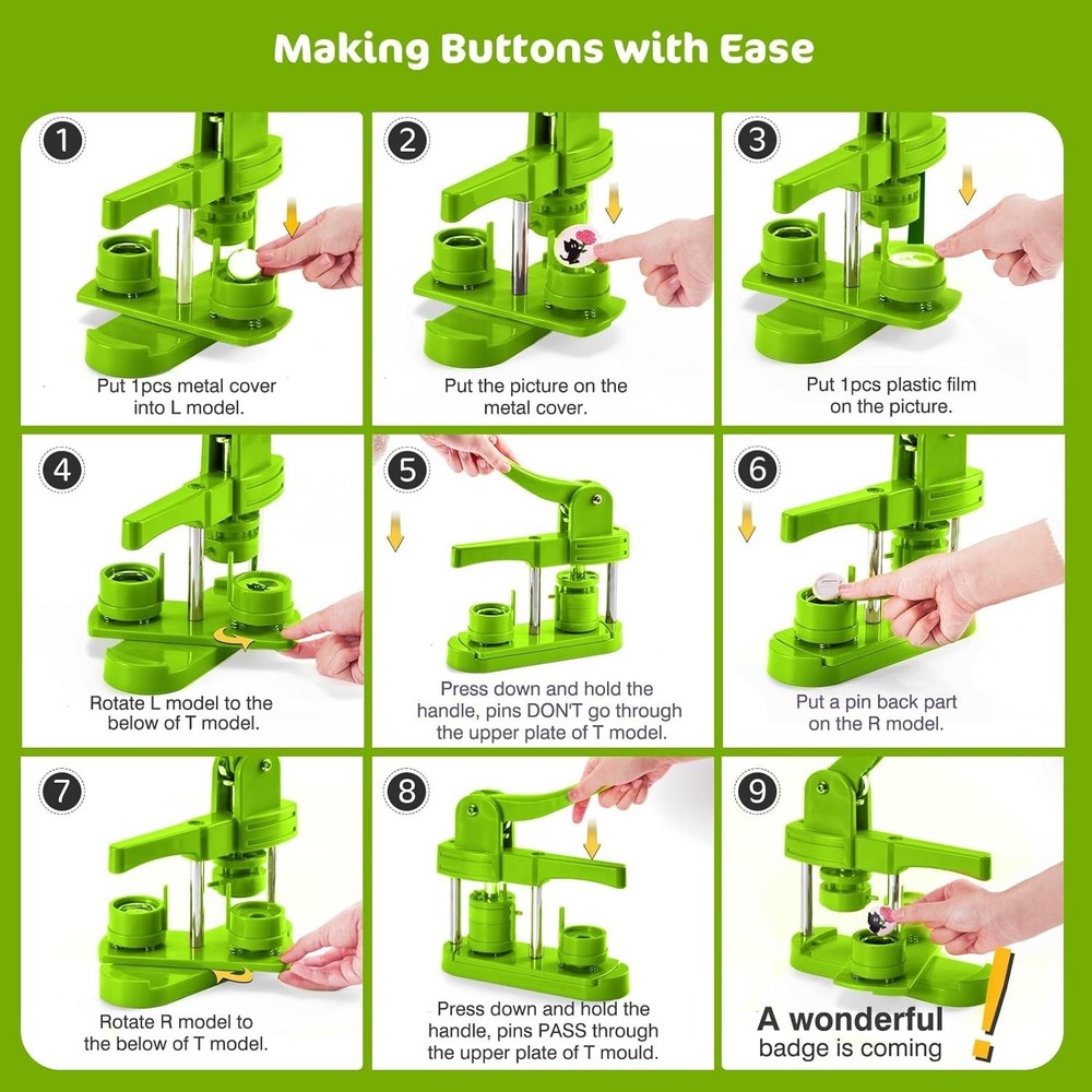 32mm Button Maker Kit – 1.25 Inch Button Maker Pin Badge Press Machine with
