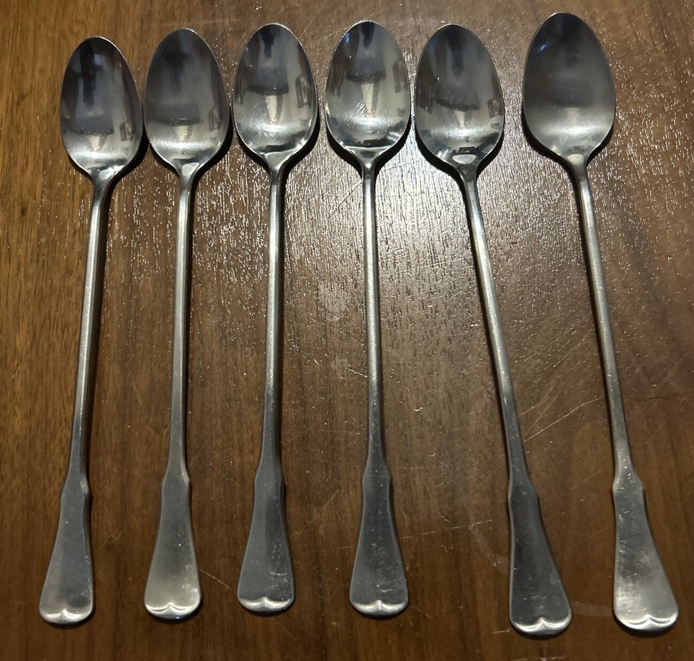 6 Iced Tea Spoons ONEIDA Community PATRICK Henry Stainless Flatware