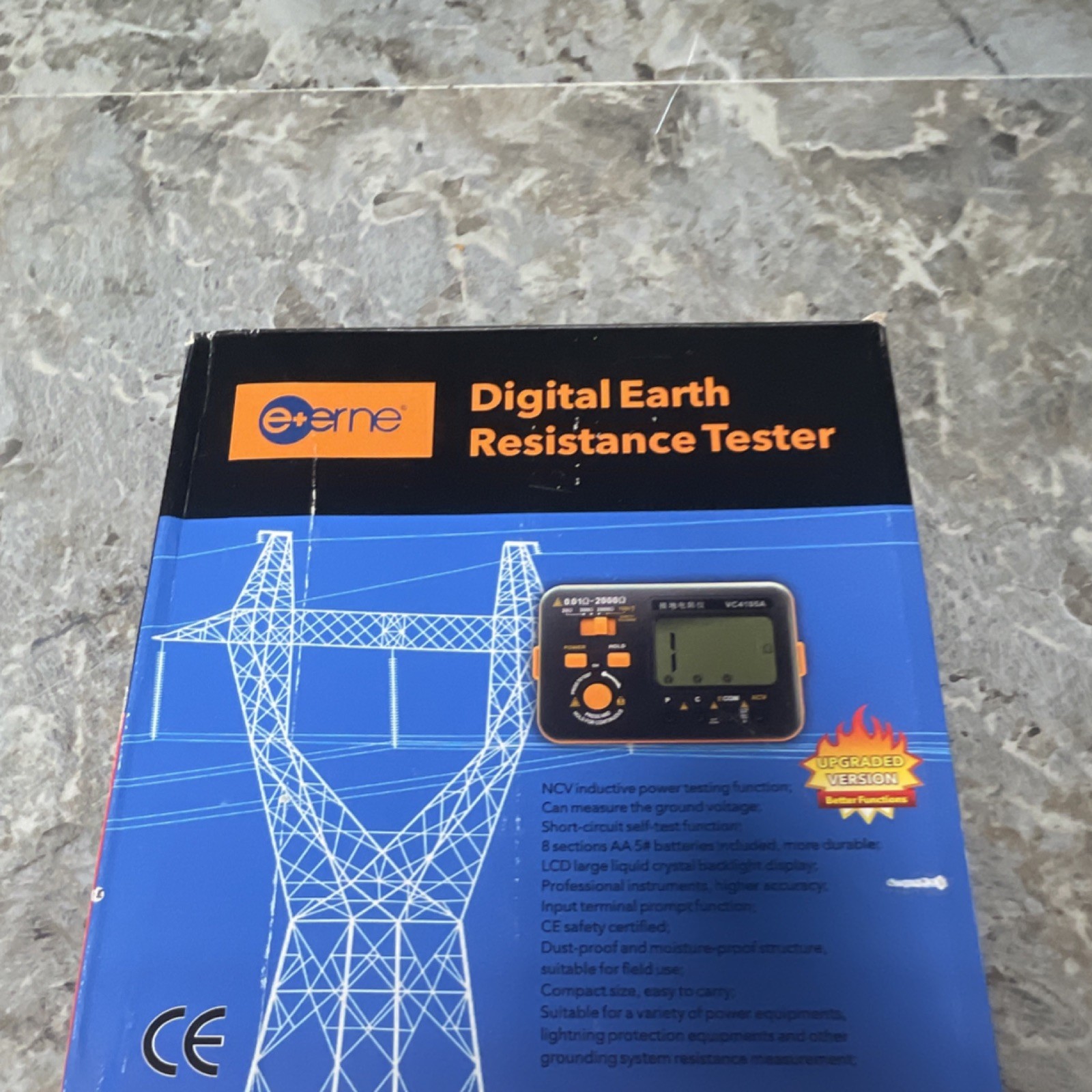 Eterne VC4105A Digital Earth Resistance Tester LCD Display Auto-Ranging