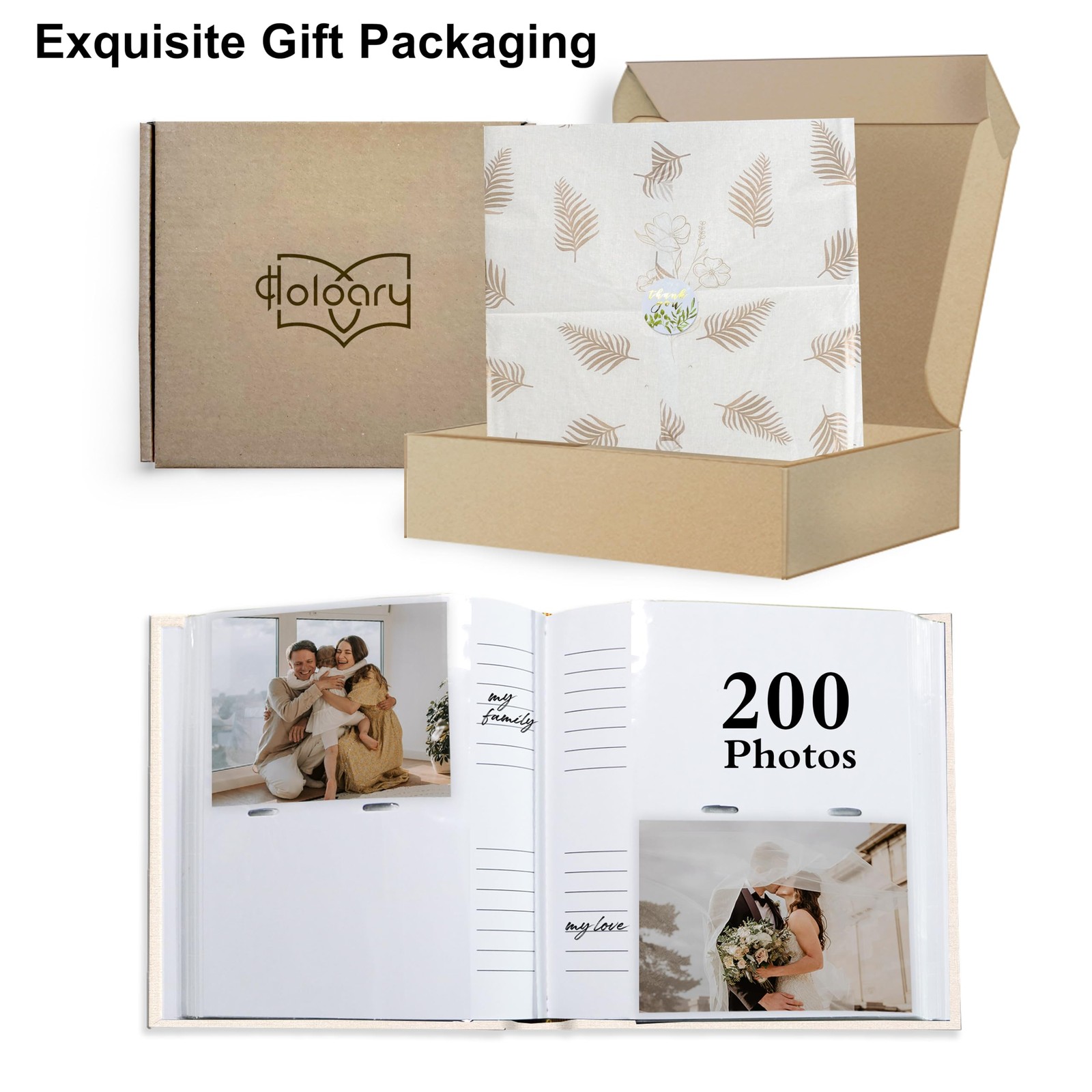 Holoary Photo Album 4x6 200 Photos, Linen Fabric Cover Picture Album