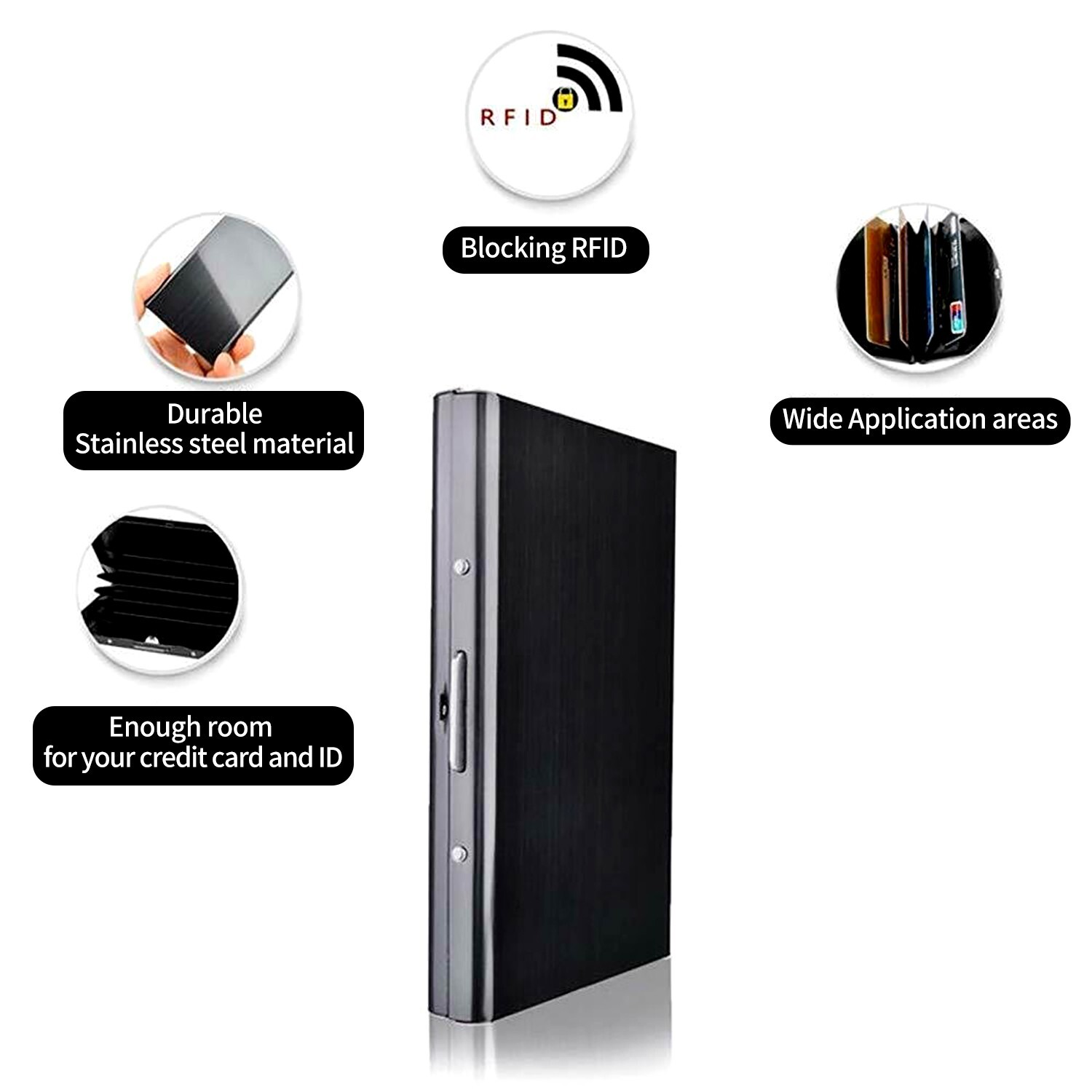 Credit Card ID Holder Slim Money Travel Wallet Men Stainless Steel RFID Blocking