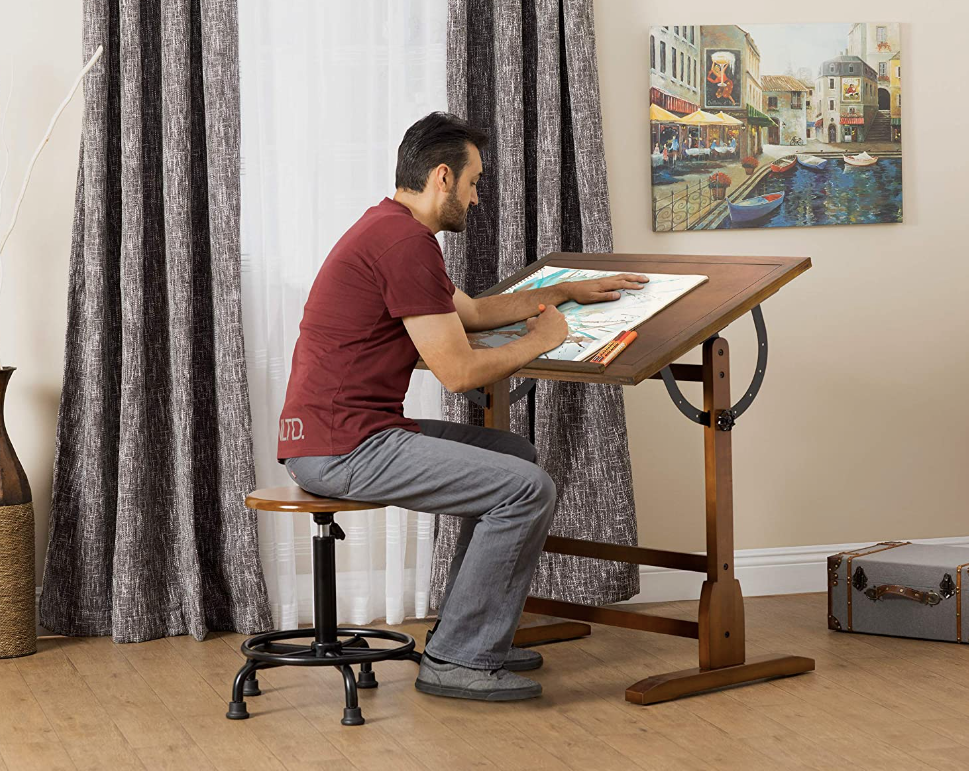 Drafting Table Adjustable Desk Art Drawing Board Surface Vintage Rustic Craft