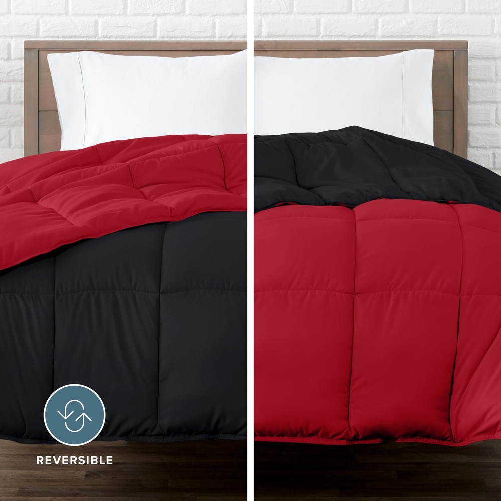 Reversible Black Red King Comforter Ultra Soft Down Alternative Blanket