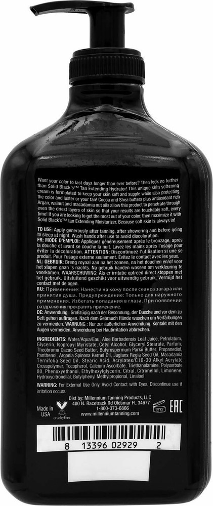 Millennium PAINT IT BLACK 50X Dark Bronzer Lotion & SOLID BLACK Tan Extender