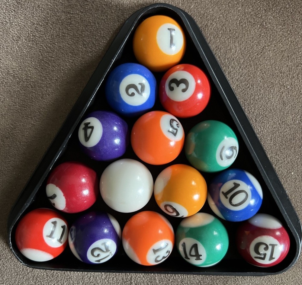 Mini Pool Ball Replacements Solids Missing 8 Ball 15/16”