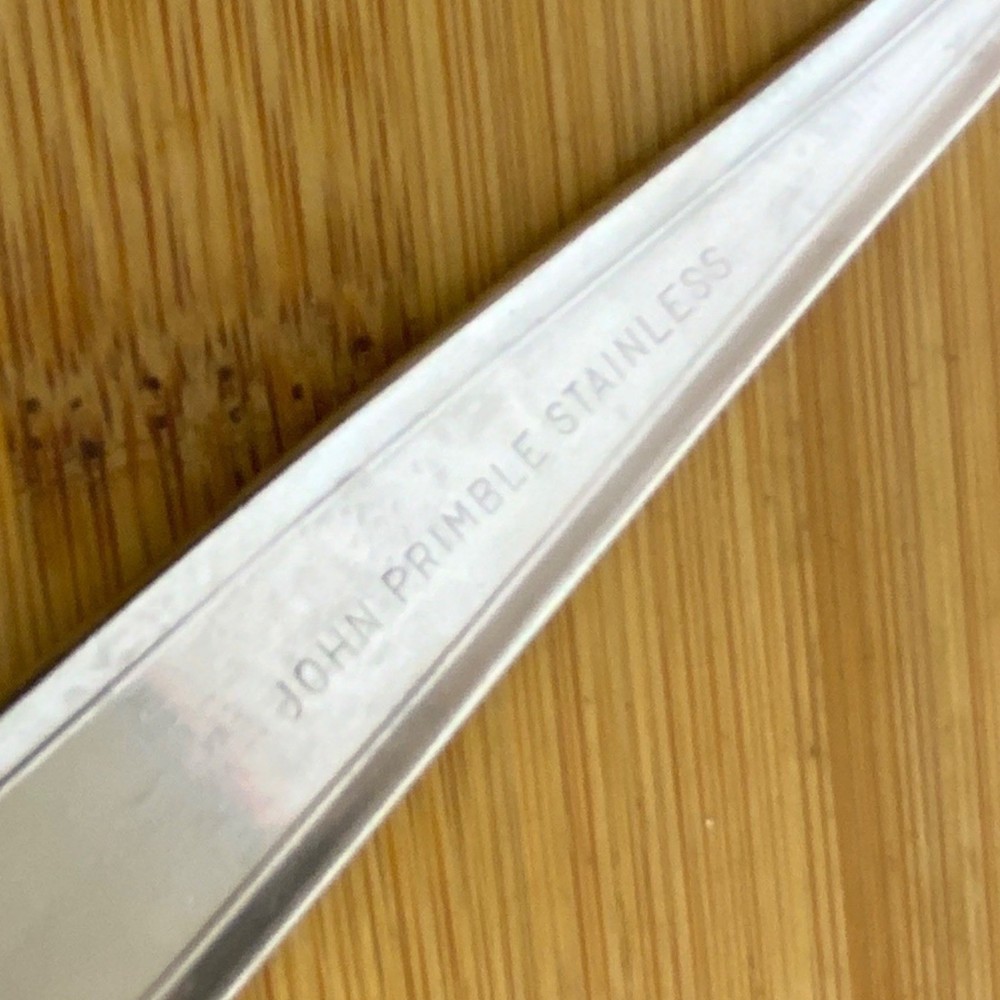 John Primble Stainless Steel Solid Serving Spoon Art Deco Handle Design