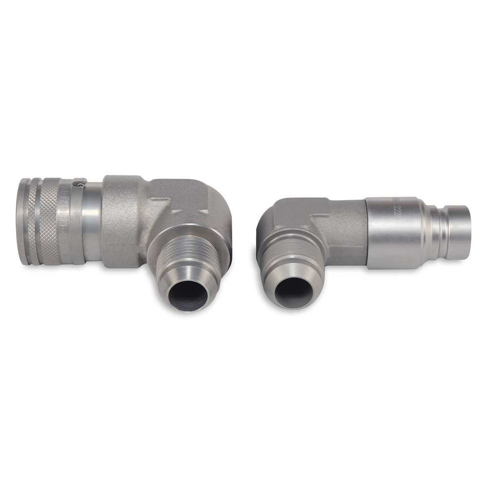 1/2″ 90 Degree Flat Face Hydraulic Quick Couplers Set - 3/4″ JIC Thread