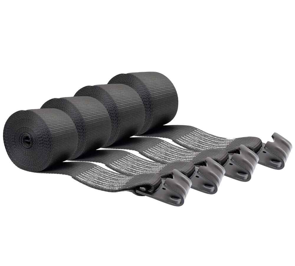 (4 Pk) 4"x30' Winch Straps w/flat Hook - Black, WLL 5400 Flatbed Tie Down Strap