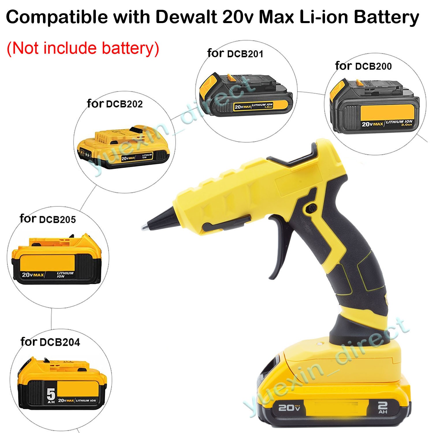 Cordless Hot Glue Gun Kit for DeWalt 18V/20V MAX Battery(Battery NOT Included)