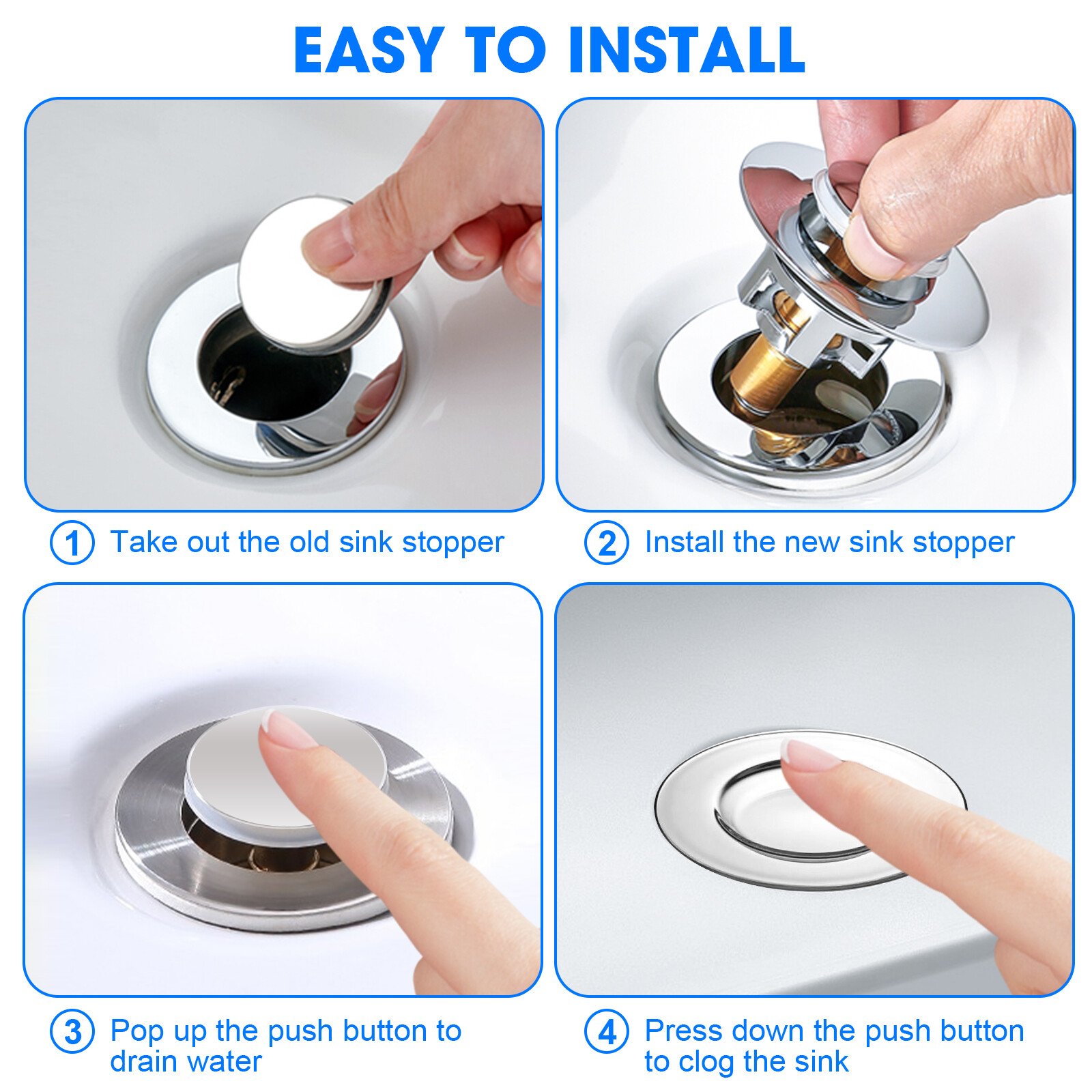 Universal Bathroom Sink Plug Stopper Pop-Up Drain Filter Wash Basin Core Bounce