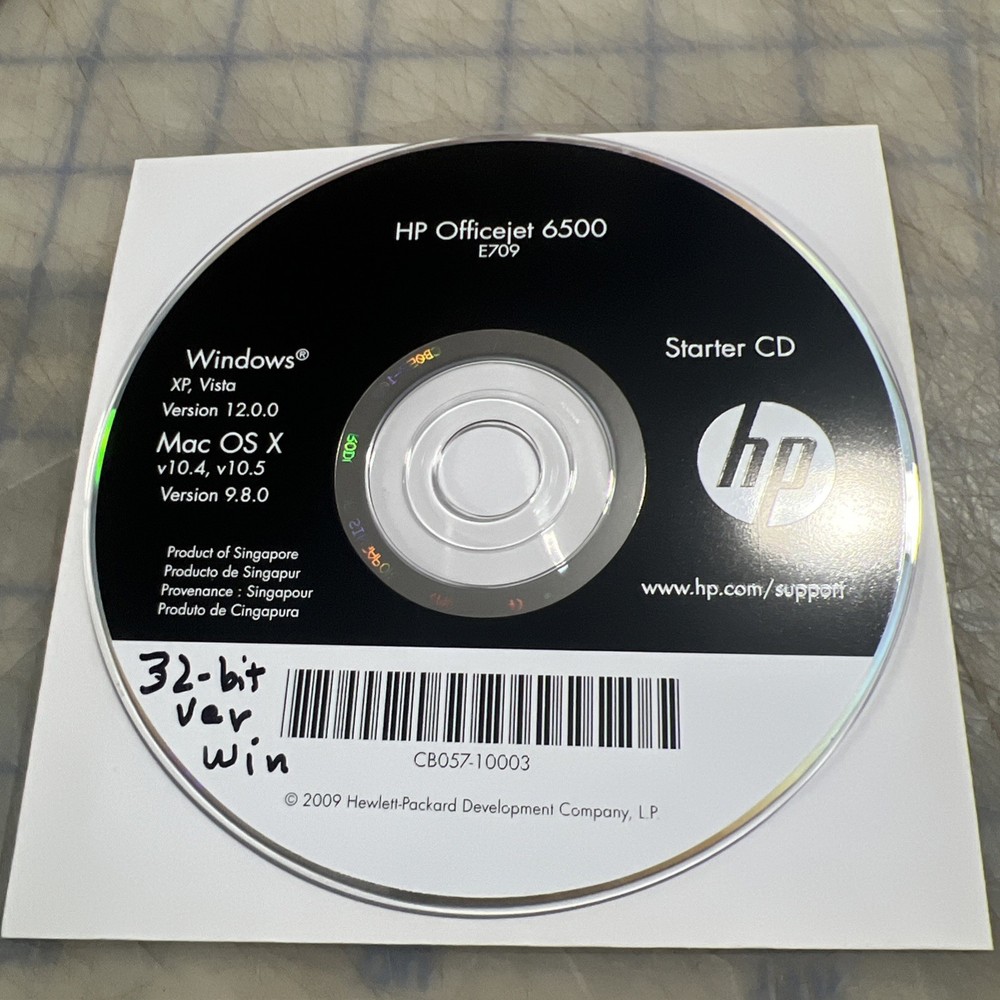 HP OfficeJet 6500 E709 All-In-One Printer Drivers & Software Disk / CD