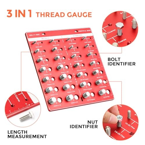 Thread Checker, 28 Nut and Bolt Thread Checker, Bolt and Nut Identifier Square