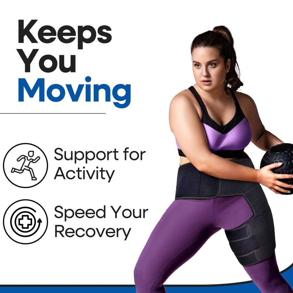 Hip Brace Thigh Compression Sleeve | Sciatica Pain Relief Device | Hamstring & G