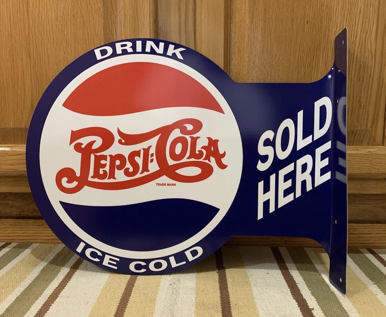Pepsi Cola Soda Pop Large Flange Metal Sign, Garage Man Cave | Free Shipping