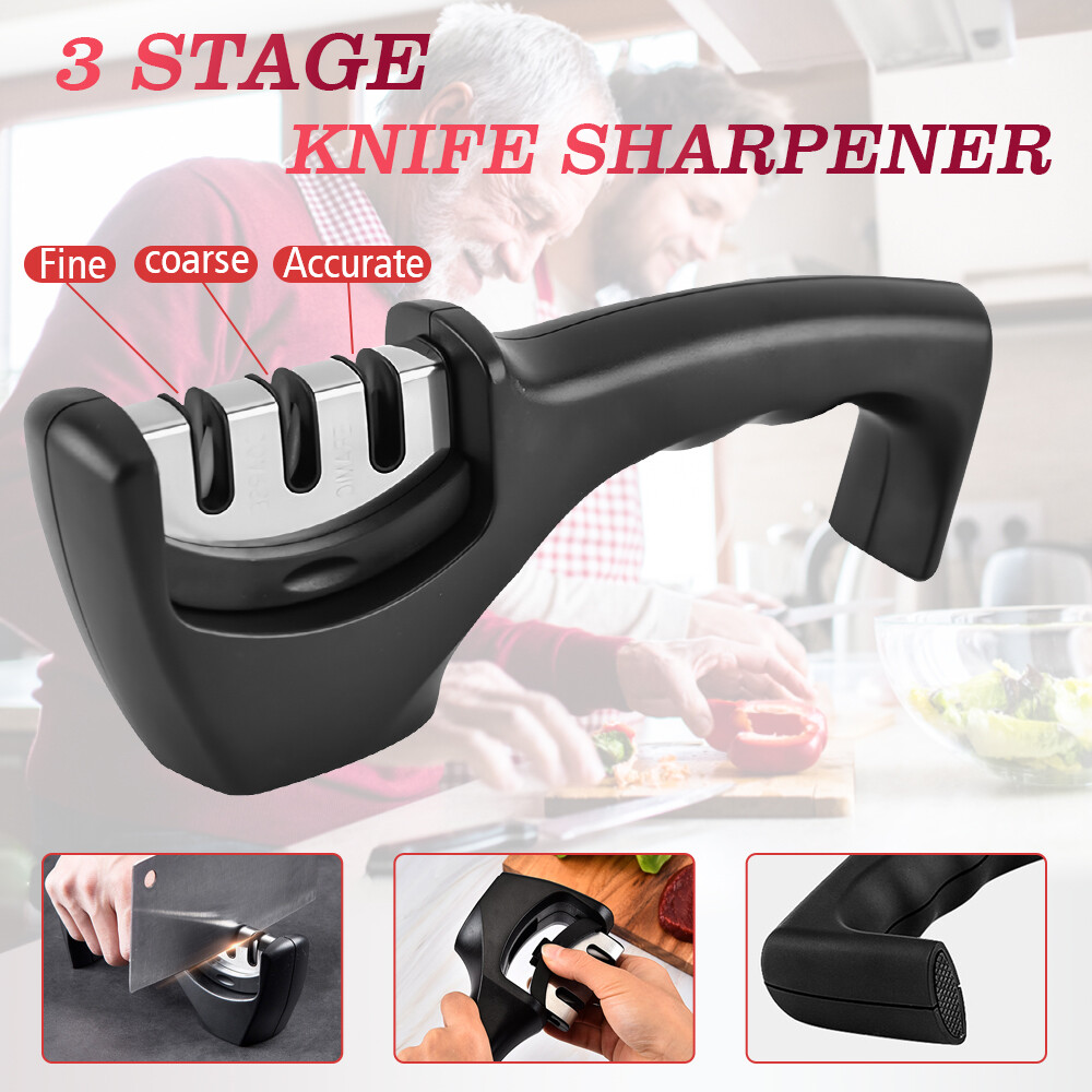 Knife Sharpener Professional Ceramic Tungsten Kitchen Sharpening System 3 Stage