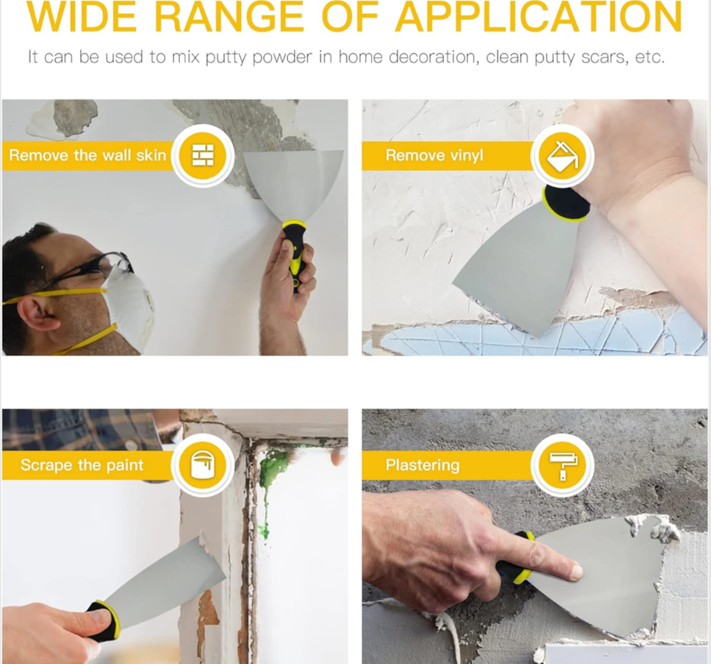 3Pcs Putty Knife 1.5" 3", & 4" Spackle Knife Set Painter Wallpaper Scraper Tools