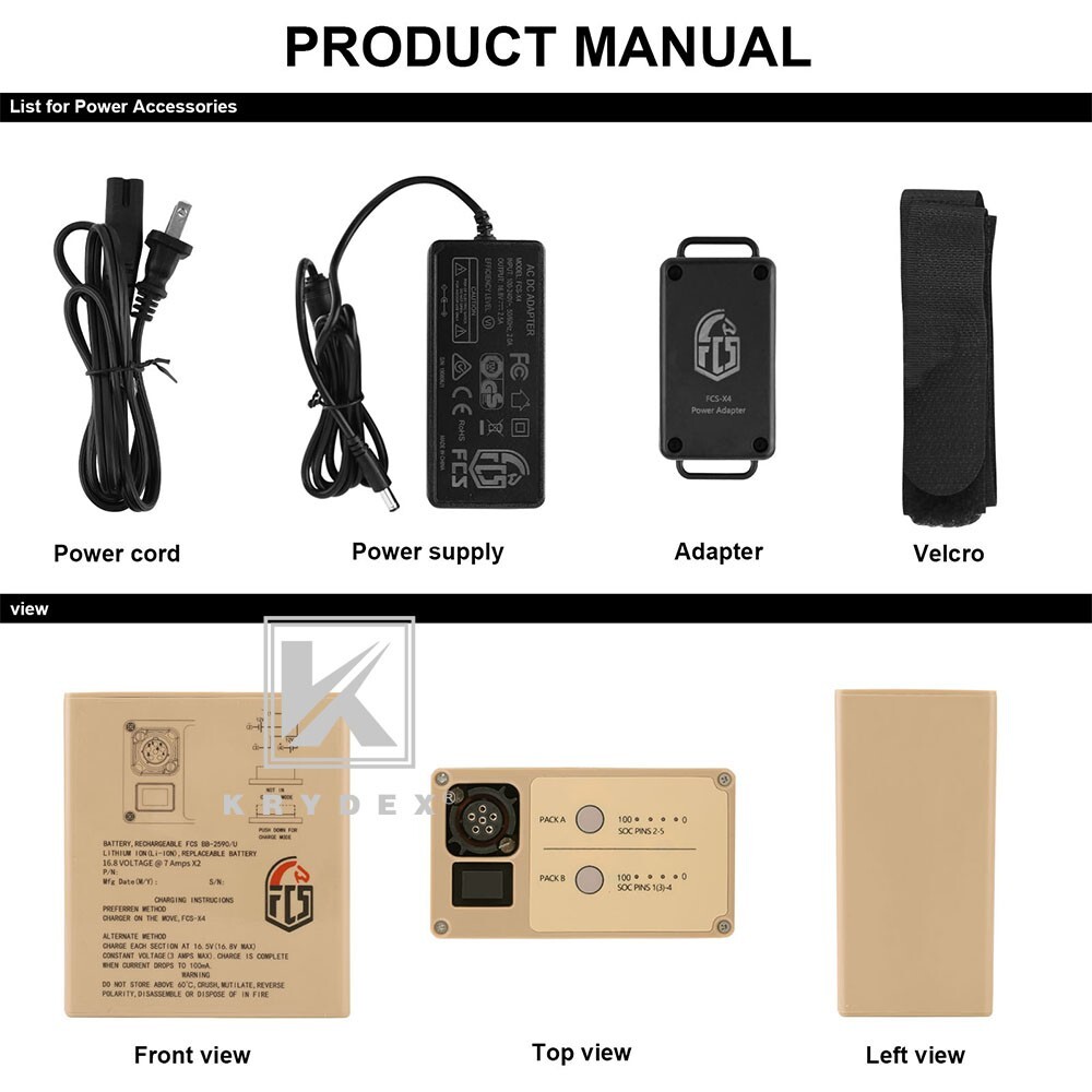 KRYDEX FCS Military BB-2590 Rechargeable Li-ion Battery Case 2x16.8V Output Tan