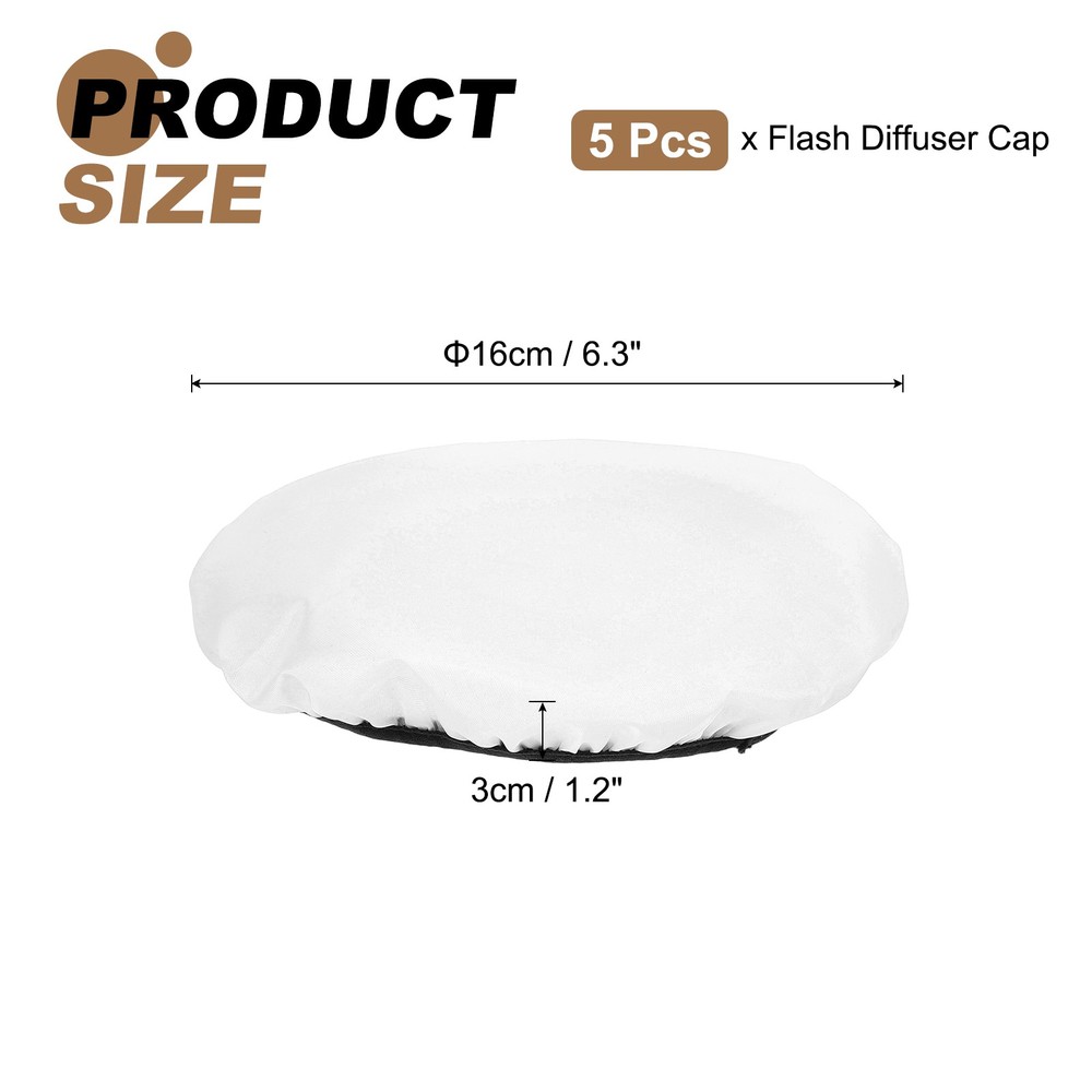 5pcs 6.3" x 6.3" Soft Mini Flash Bounce Diffuser Cap, for Flashlight, White