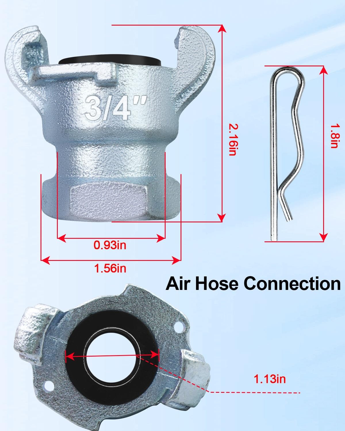 AUGREX 0.75" Female NPT Iron Air Hose Fitting
