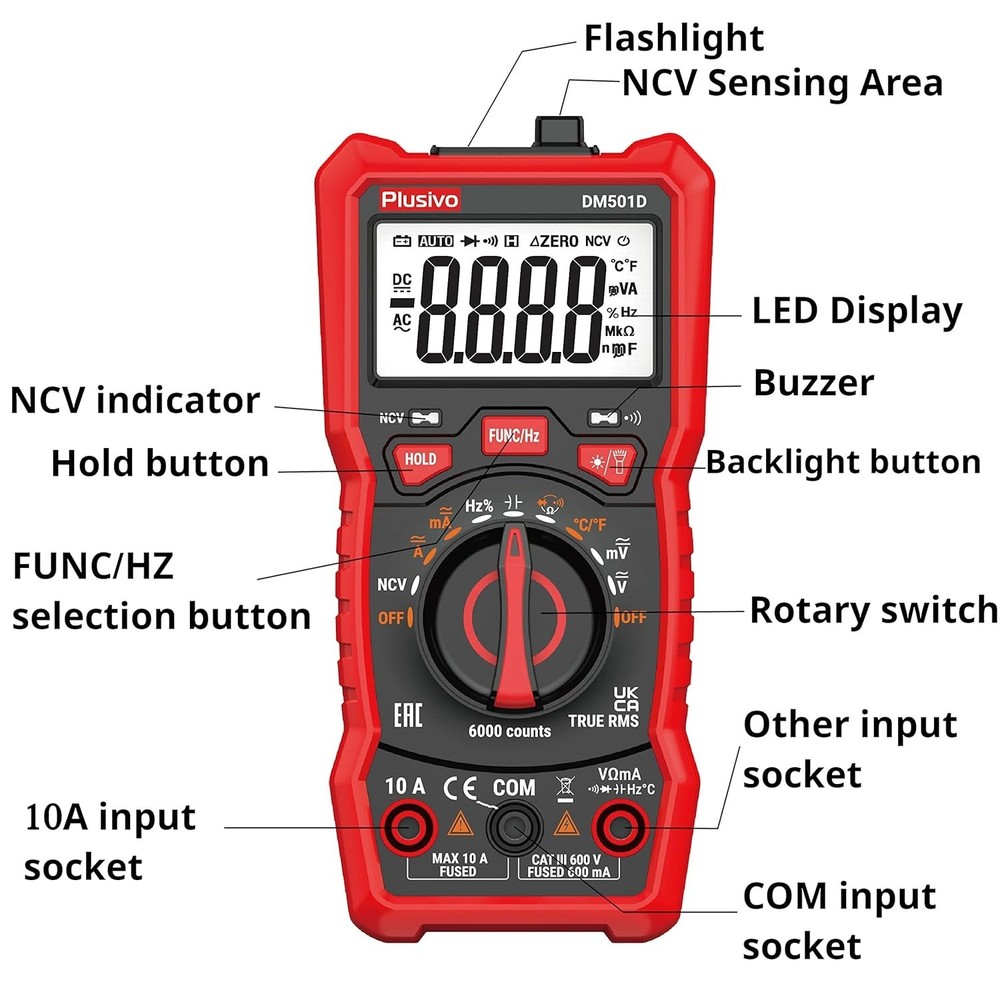 Professional Grade 6000 Counts Digital Multimeter with Leads & Accessories