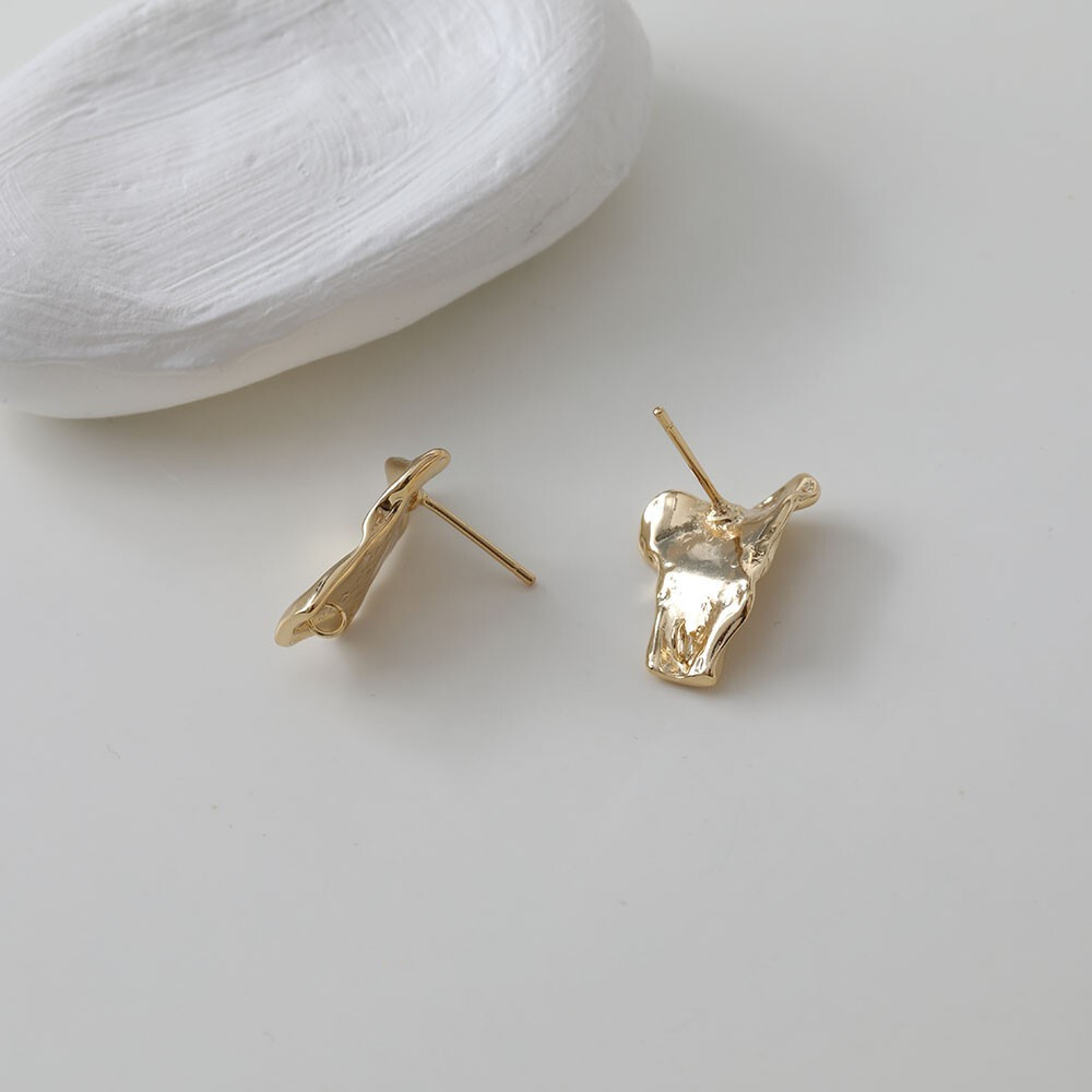 4pcs Irregular Hammered Earring Post,Geometry Irregular Stud Earrings