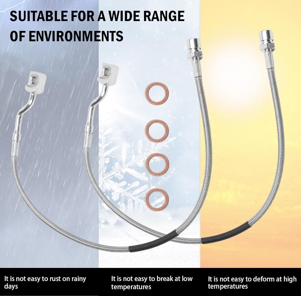 Extended Front Brake Lines 5-7.5in For 07-19 Suburban 1500 Tahoe GMC Yukon