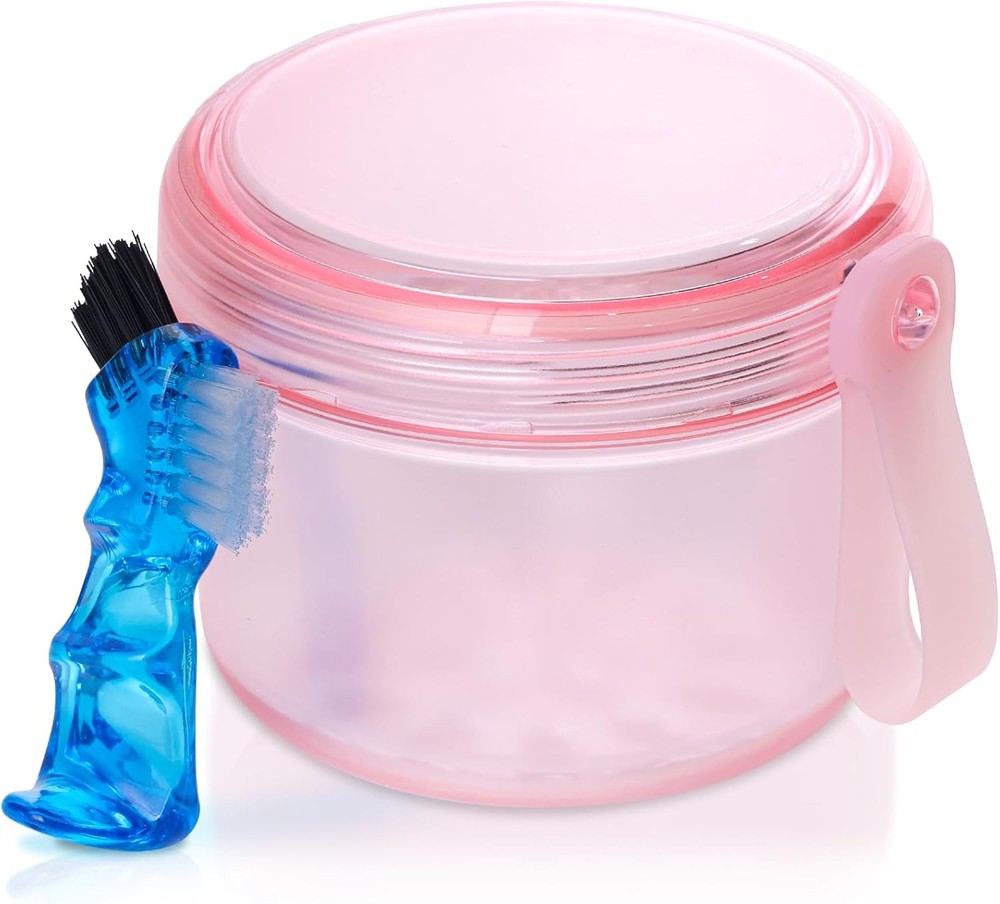 Denture Case, Leak Proof Denture Bath Cup for Travel, Denture Container