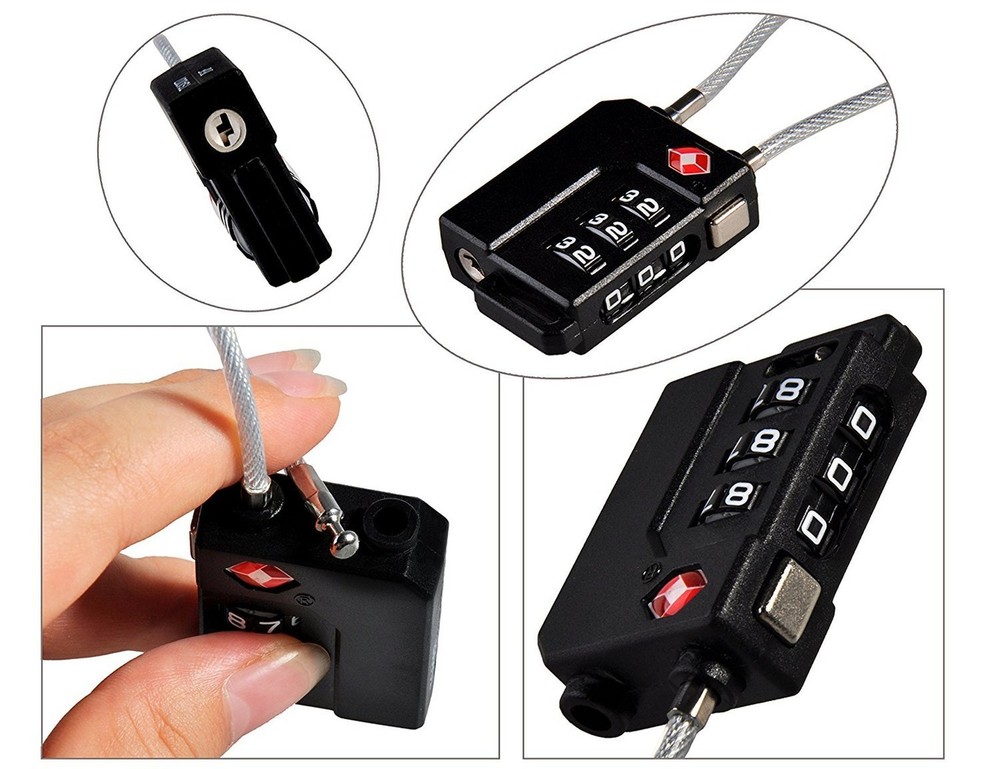 TSA Lock Security 3 Digit Combination Suitcase Luggage Bag Code Lock Padlock ...