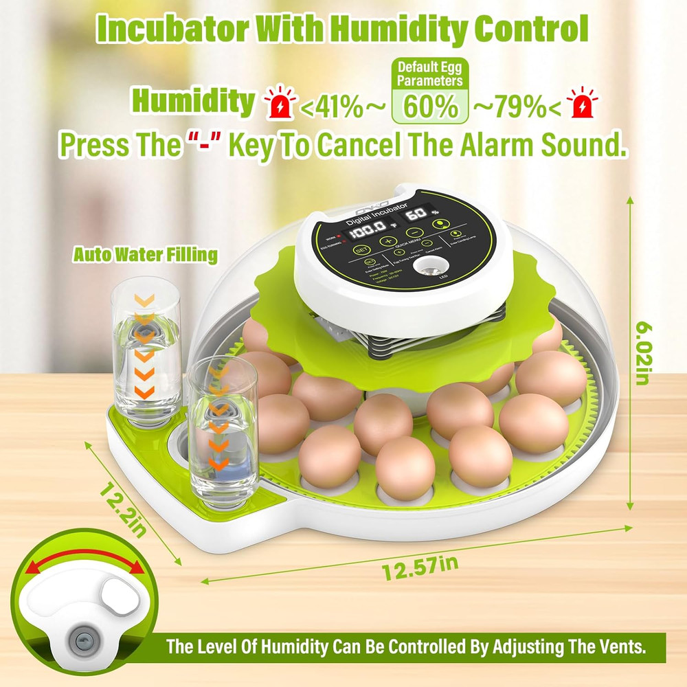 Egg Incubator with Automatic Egg Turning and Humidity Control, Chicken Incubator