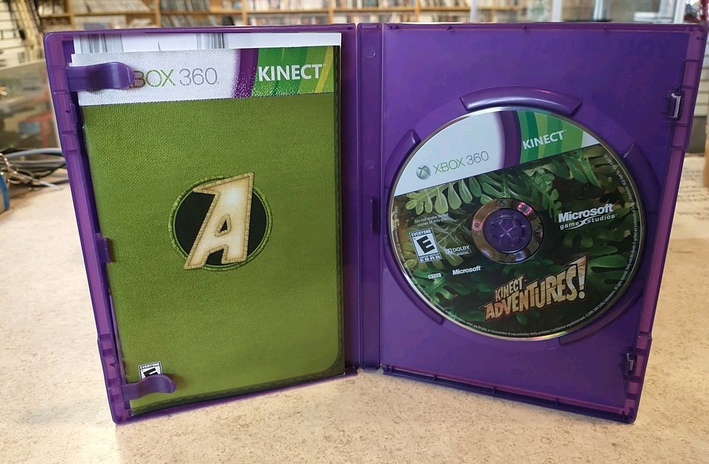 Authentic Xbox 360 Kinect Sensor Black + Kinect Adventures Game + US Seller
