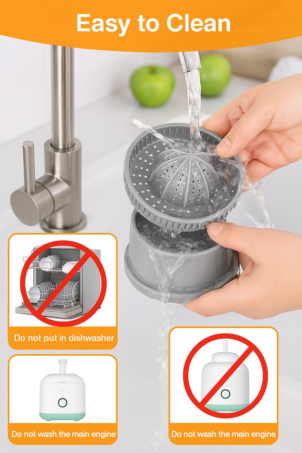 Electric Citrus Juicer Rechargeable Hands-Free Masticating Orange Lemon Squeezer