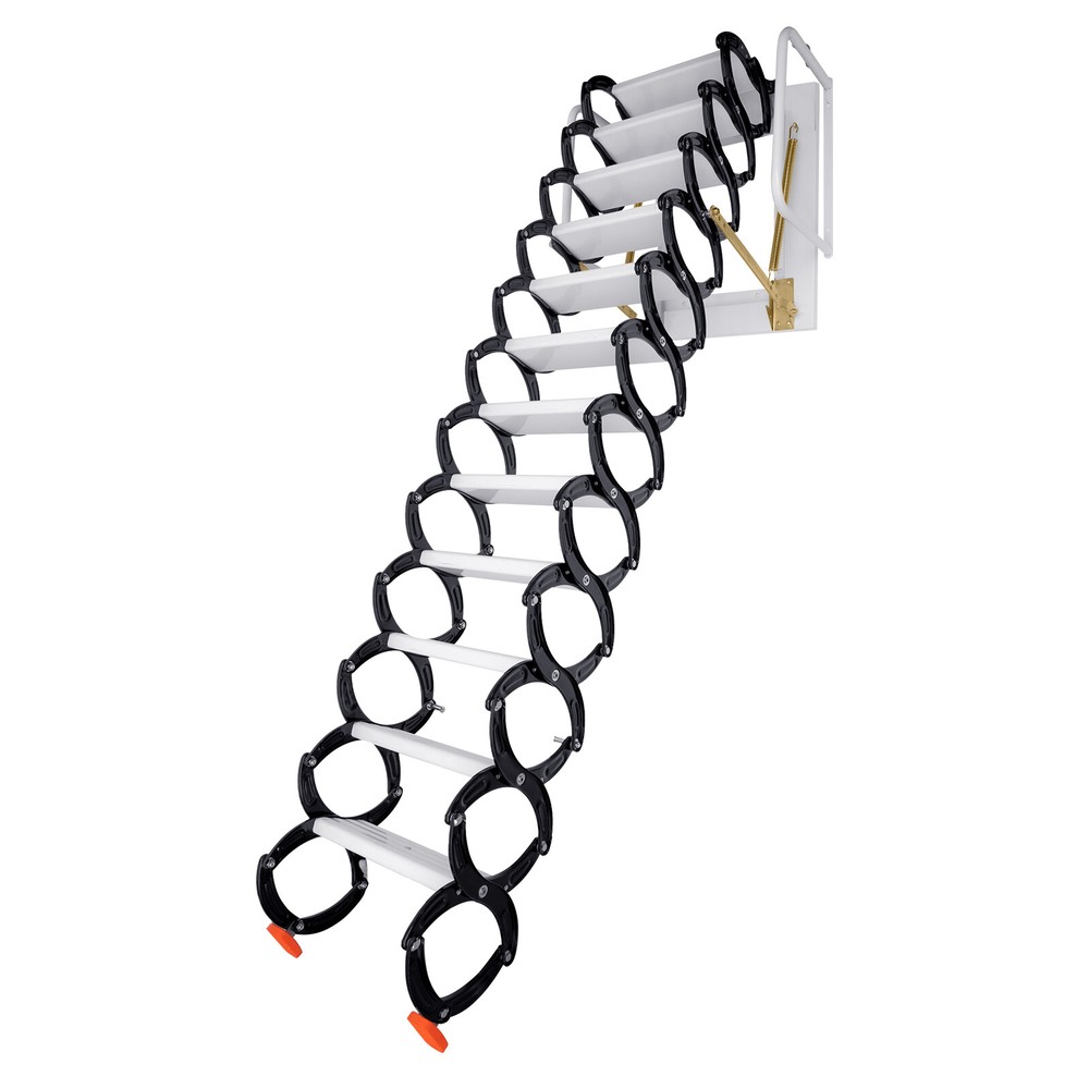 12 Steps Wall Mounted Folding Ladder Loft Stairs White Attic Steps Pull Down