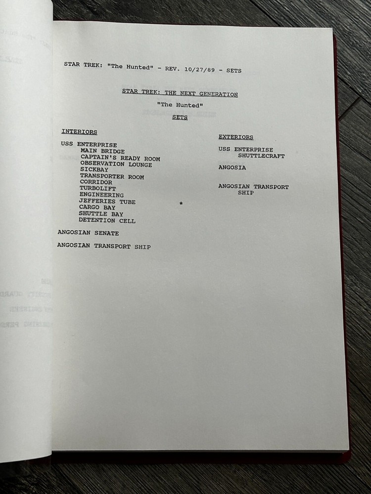 STAR TREK Script The Next Generation The Hunted Final Draft October 25 1989