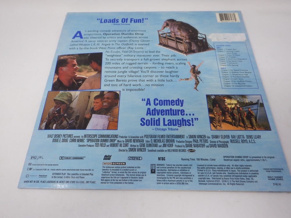 Laserdisc - Operation Dumbo Drop Widescreen - New Sealed, Excellent Condition