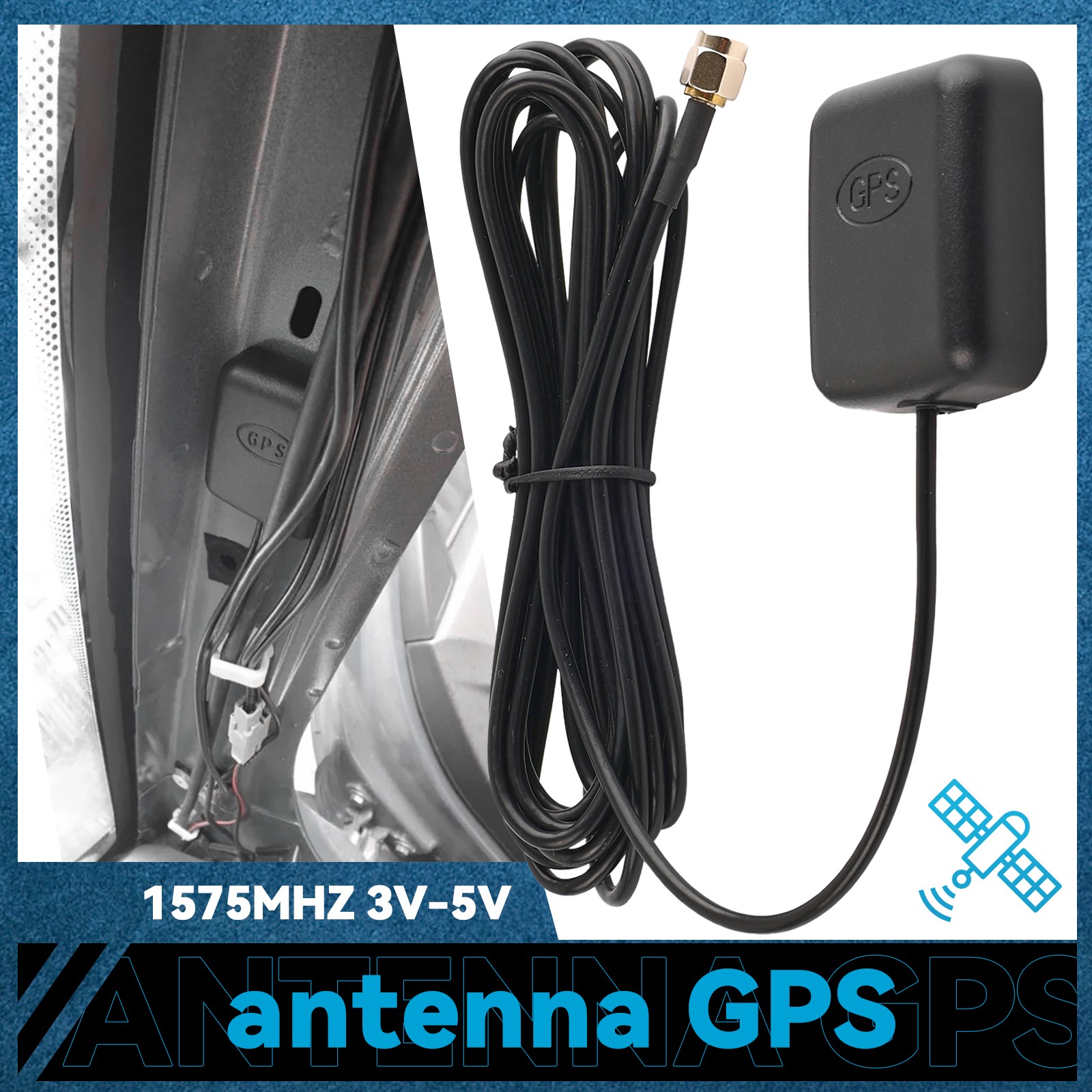 Car GPS Signal Satnav Antenna SMA Male 3M Cable Waterproof Magnetic Radio-Stereo