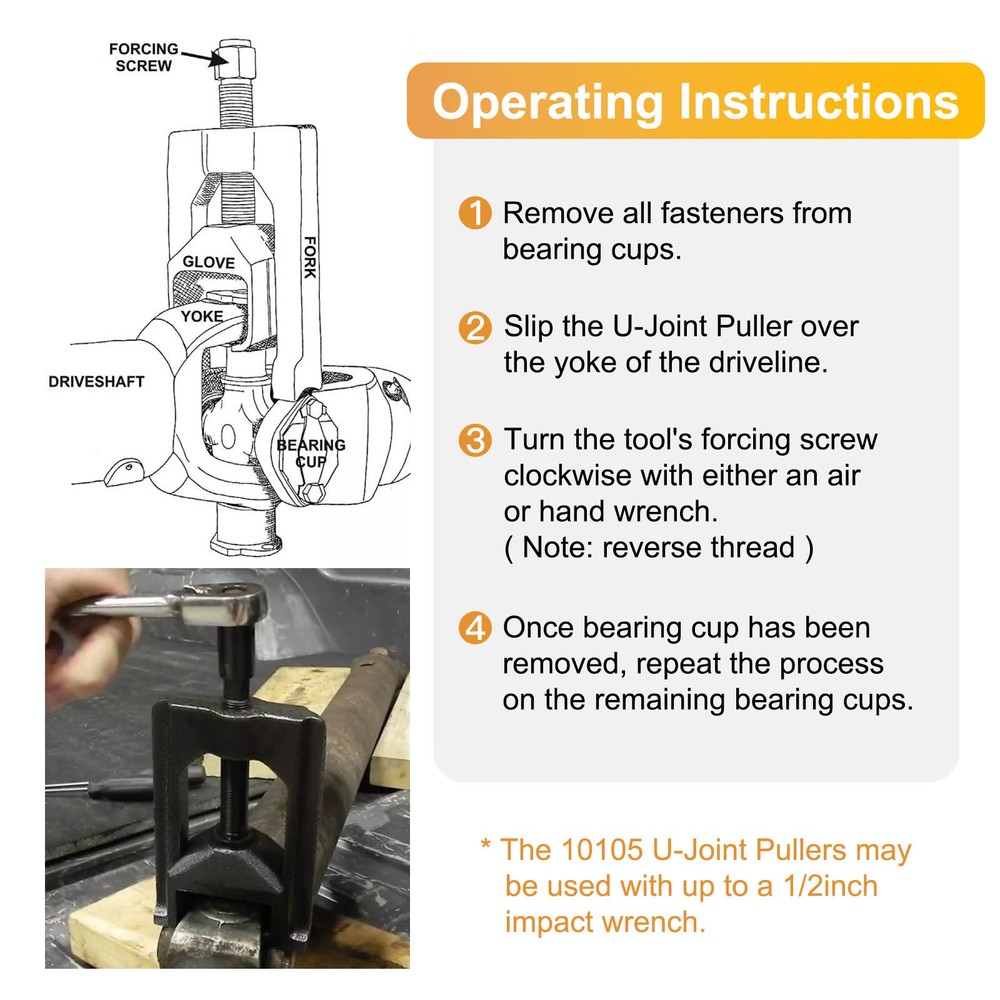 10105 Heavy Duty Universal Joint Puller Press Removal U-Joint Tool Class 1~3
