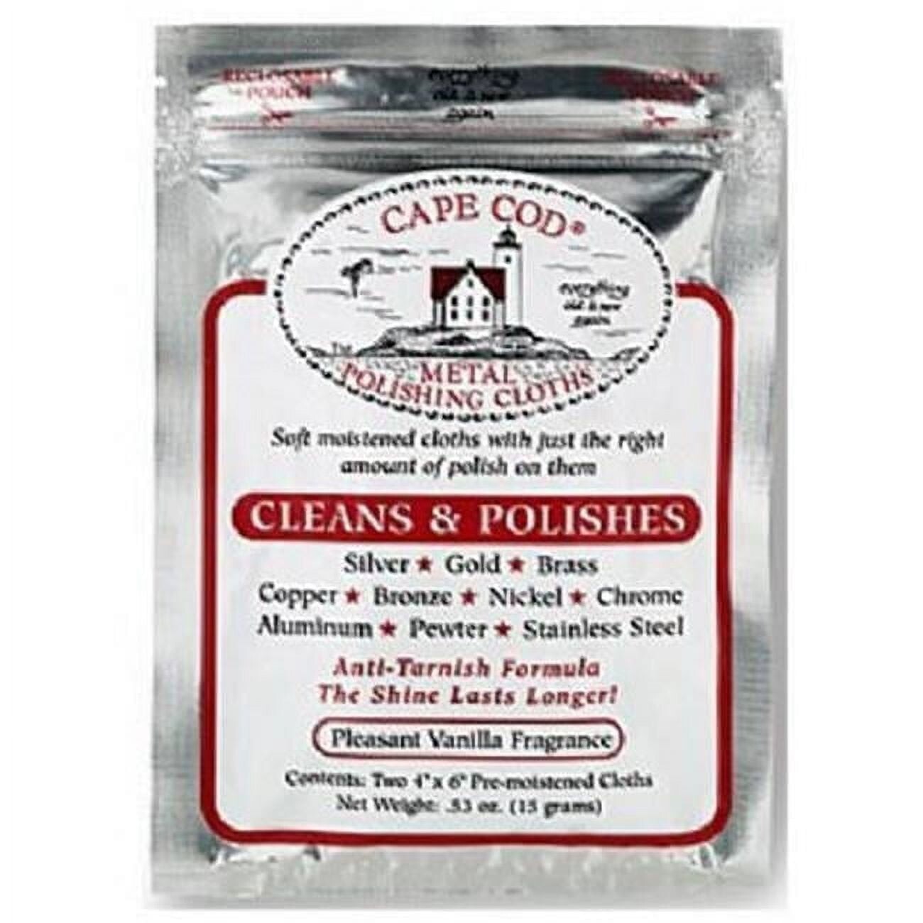 Cape Cod Metal Polishing Cloths Foil Pouch Brand New #8821 Two Polish Cloths