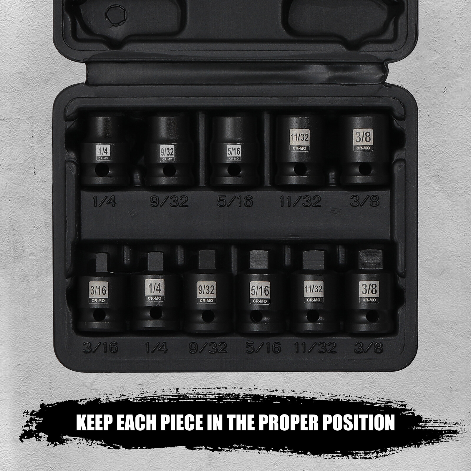 11PCS 3/8" Drive Pipe Plug Socekt Set SAE CR-MO Tapered Male Square Drive