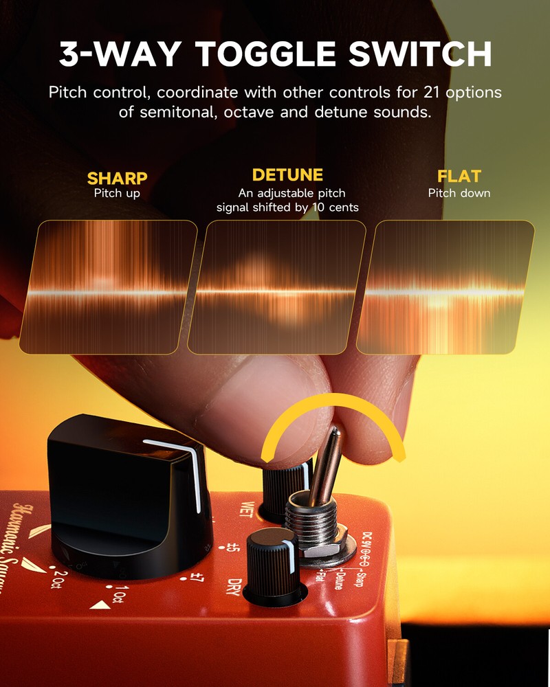 Donner Harmonic Square Mini Octave Effect Pedal Pitch Shifter 3 Tone True Bypass