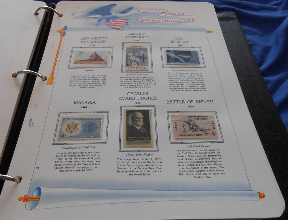 WHITE ACE COMMEMORATIVE STAMPS OF THE UNITED STATES ALBUM WITH DUST COVER & BOX