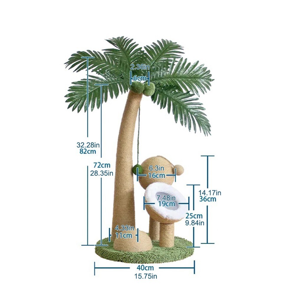 Coconut Tree Cat Claw Sharpener Interactive for Small Medium Cats