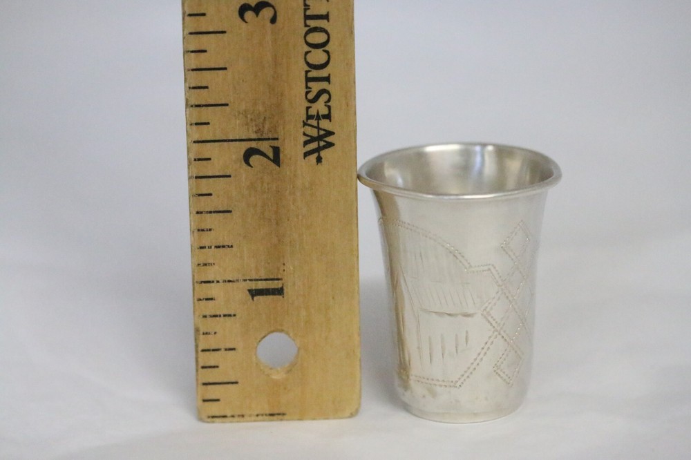 84 Russian Silver Engraved Vodka Cup