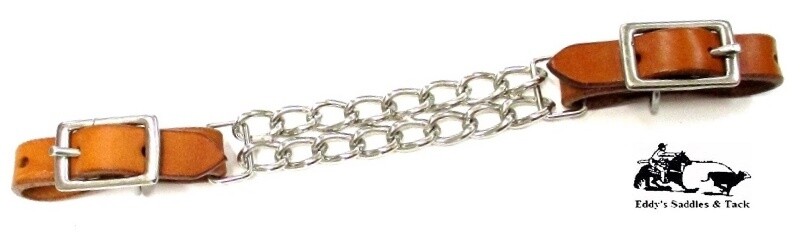 Curb Strap Double Chain Leather Strap Medium or Dark Oil Adjustable Size