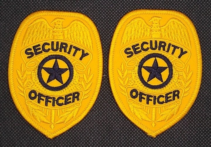 Security Guard Uniform Shoulder Patch Embroidered Gold Eagle Black Iron-on New