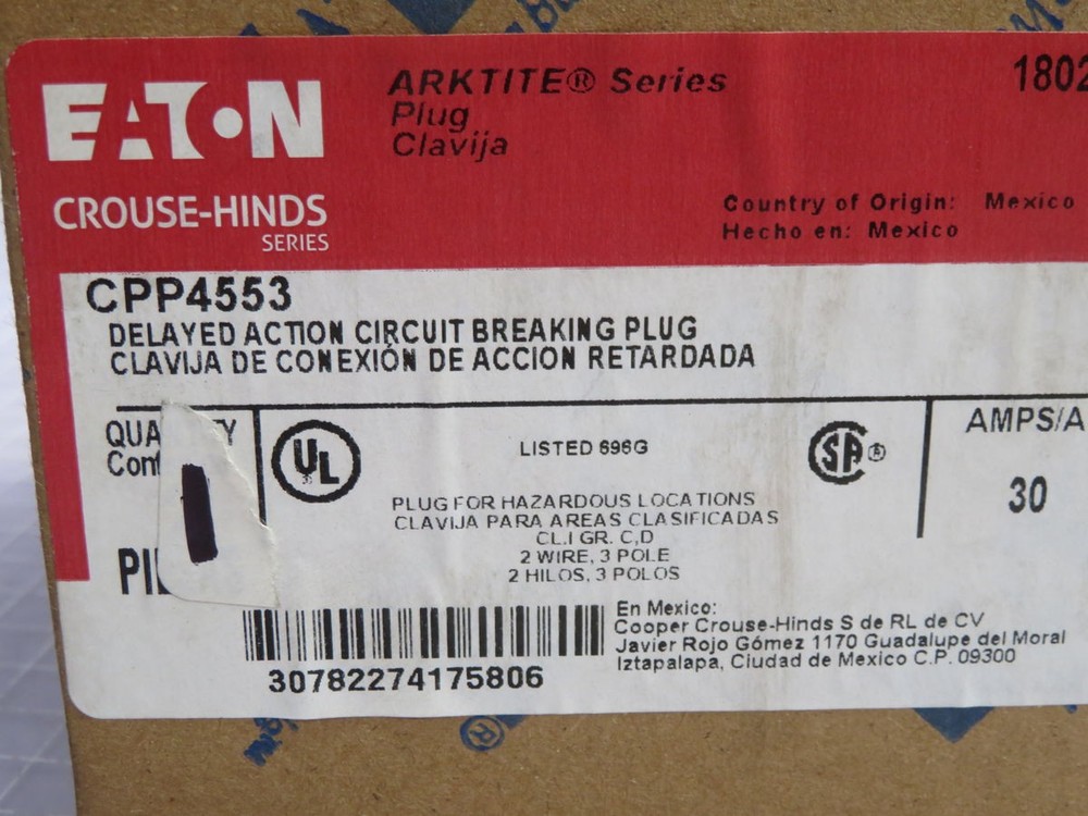 CROUSE-HINDS CPP-4553 HAZADEROUS LOCATION PLUG T263834